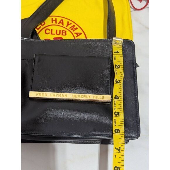 Fred Hayman Beverly Hills Unisex Black Leather Shoulder Bag & Wallet with Dust B - Picture 9 of 12